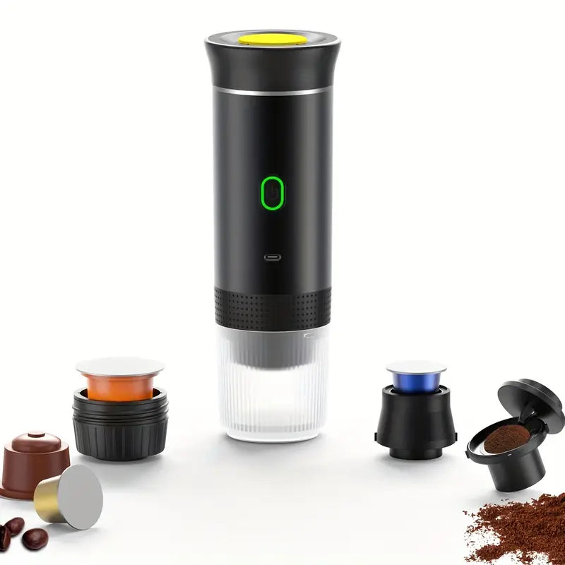 Cafetière nomade 3-en-1 (capsules & moulu) – 72 W, batterie 3×2500 mAh