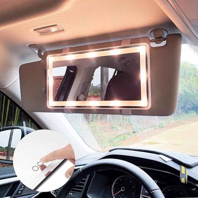 Miroir LED pour pare-soleil de voiture — éclairage uniforme, rechargeable