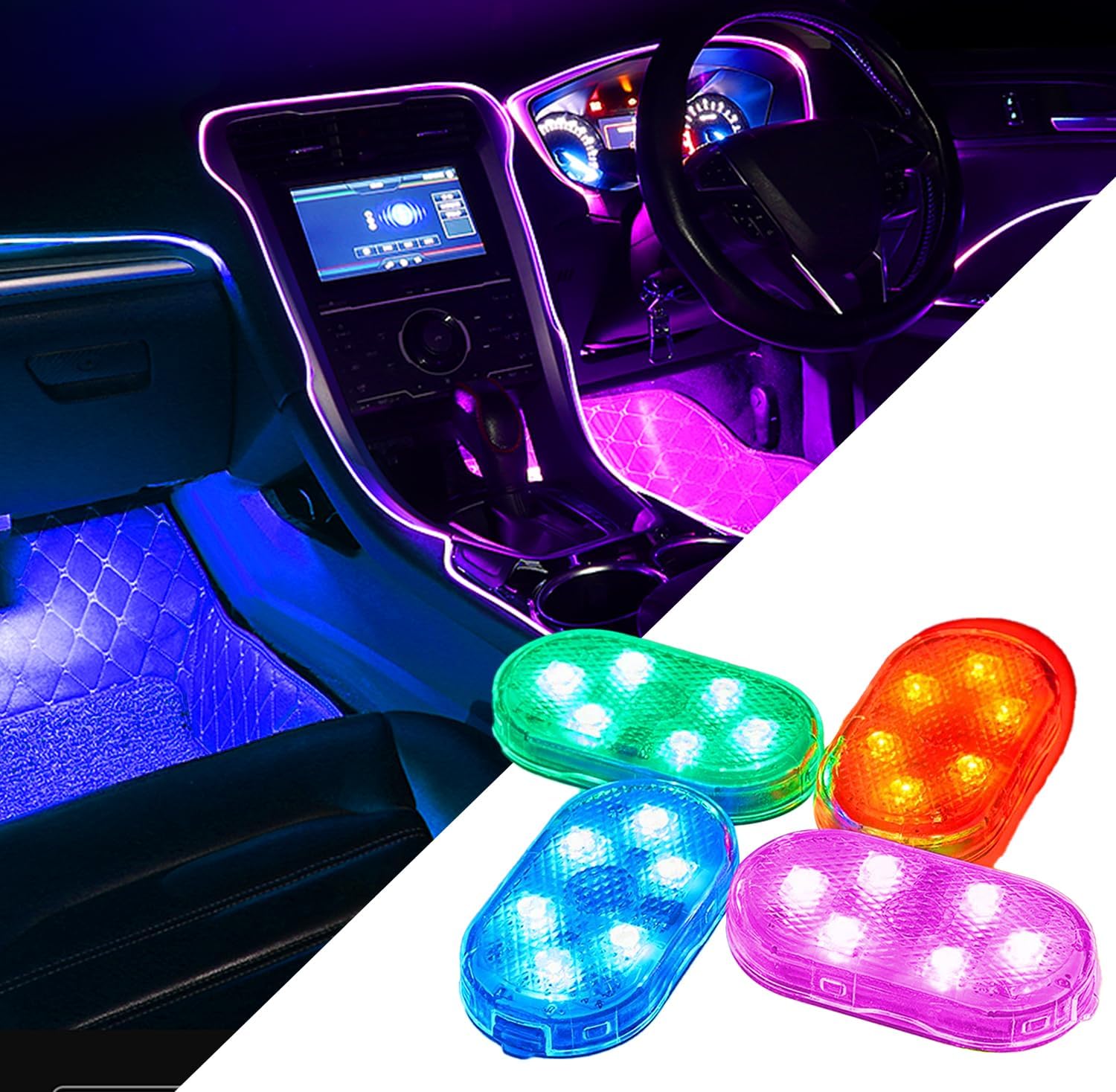 LED Ambiance Sans Fil  - Éclairage Intérieur Voiture